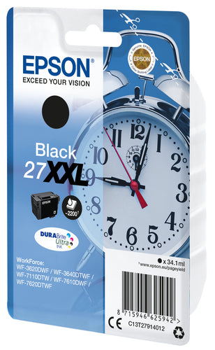 Epson Alarm clock Singlepack Black 27XXL DURABrite Ultra Ink Epson Alarm clock Singlepack Black 27XXL DURABrite Ultra Ink